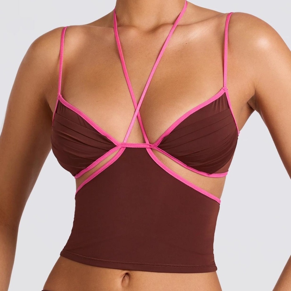 Oh Polly Brown and Pink Strappy Bralette
